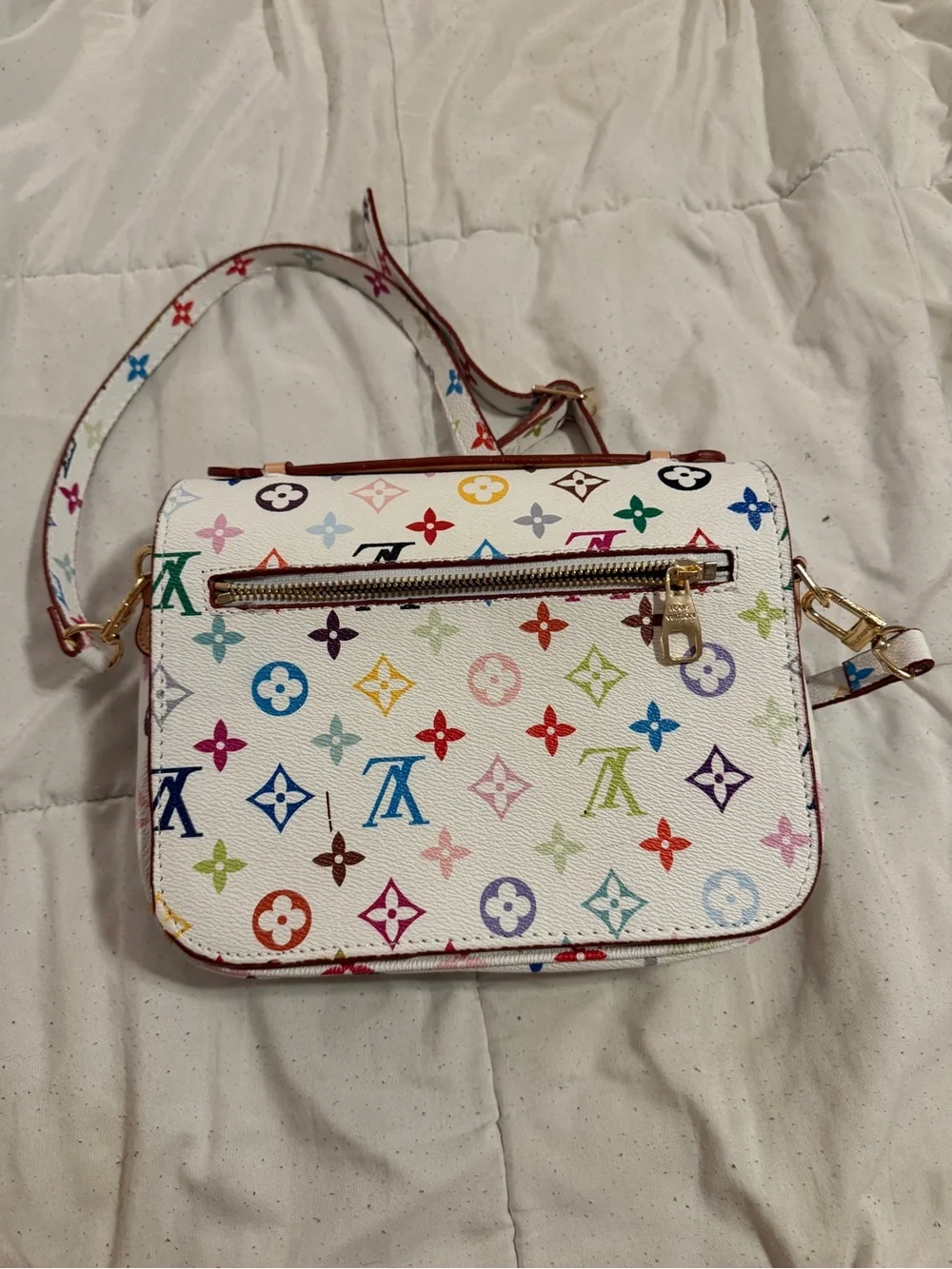 White Multicolor Monogram Crossbody Bag